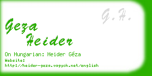 geza heider business card